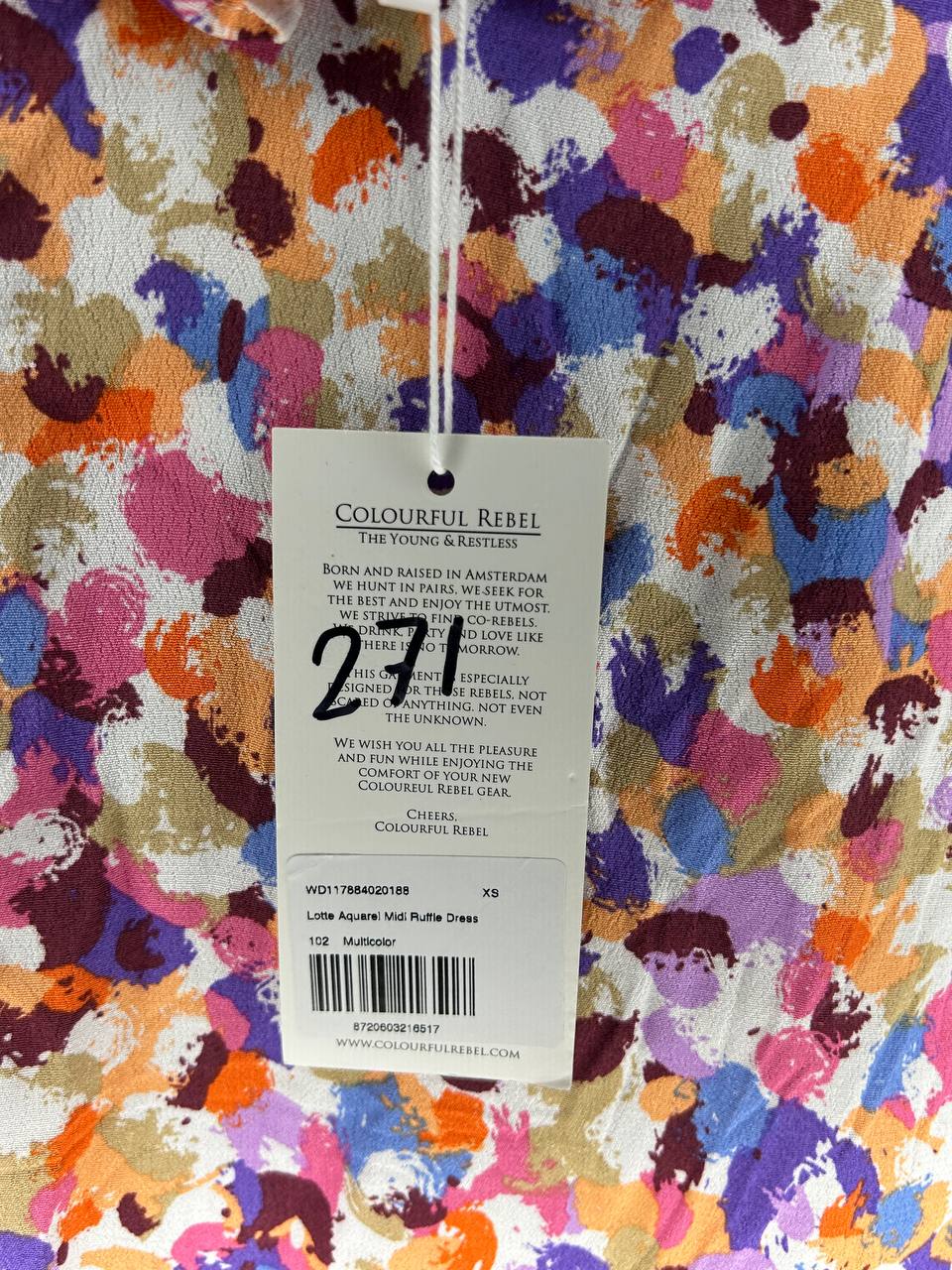 Ruffle Dress – Colourful Rebel – Maat Xs – Multicolor