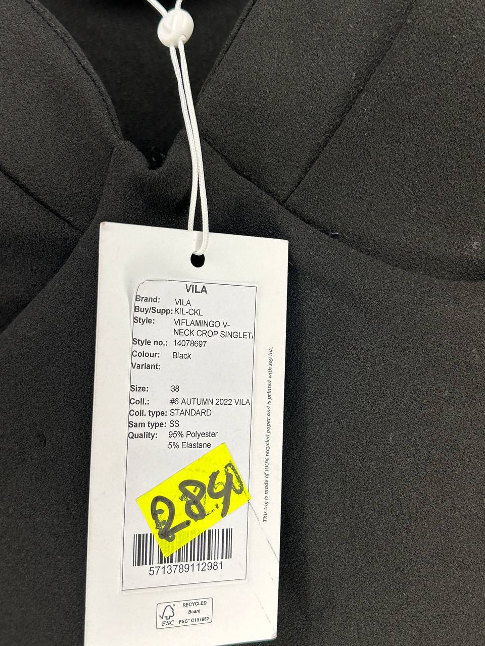 Neck Crop Singlet – Vila – Maat 38 – Black