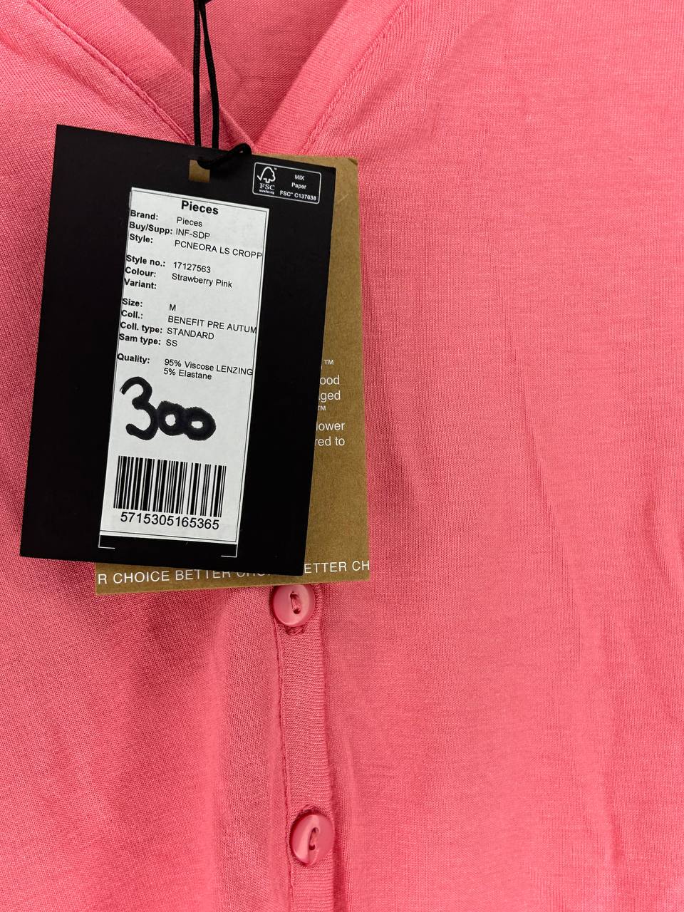 Fnceora Ls Cropped – Pieces – Maat M – Strawberry Pink - Nieuw Met Kaartje