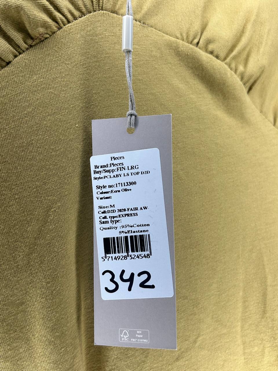 Overige Topjes – Pieces – Maat M – E. Olijf - Nieuw Met Kaartje