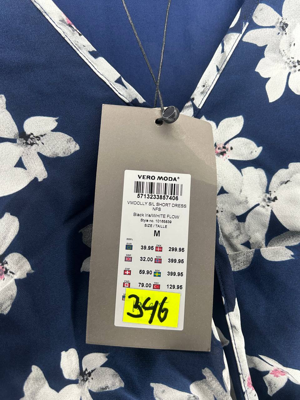 Short Dress – Vero Moda – Maat M – Black Iris/white Flow - Nieuw Met Kaartje