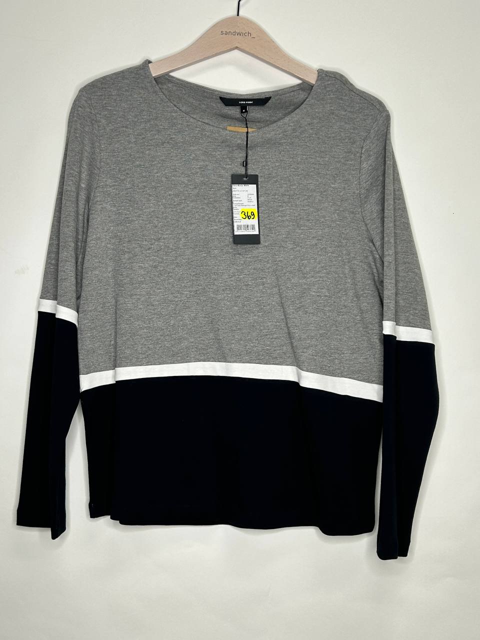 Hoodies & Sweatshirts – Vero Moda – Maat M – Light Grey Melange/ Snow White/ Black - Nieuw Met Kaartje