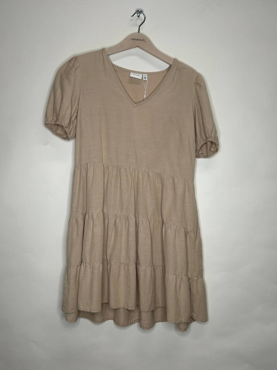 V-prisilla V-neck S/S short dress – VILA – Maat 38 – Cement - Nieuw met kaartje