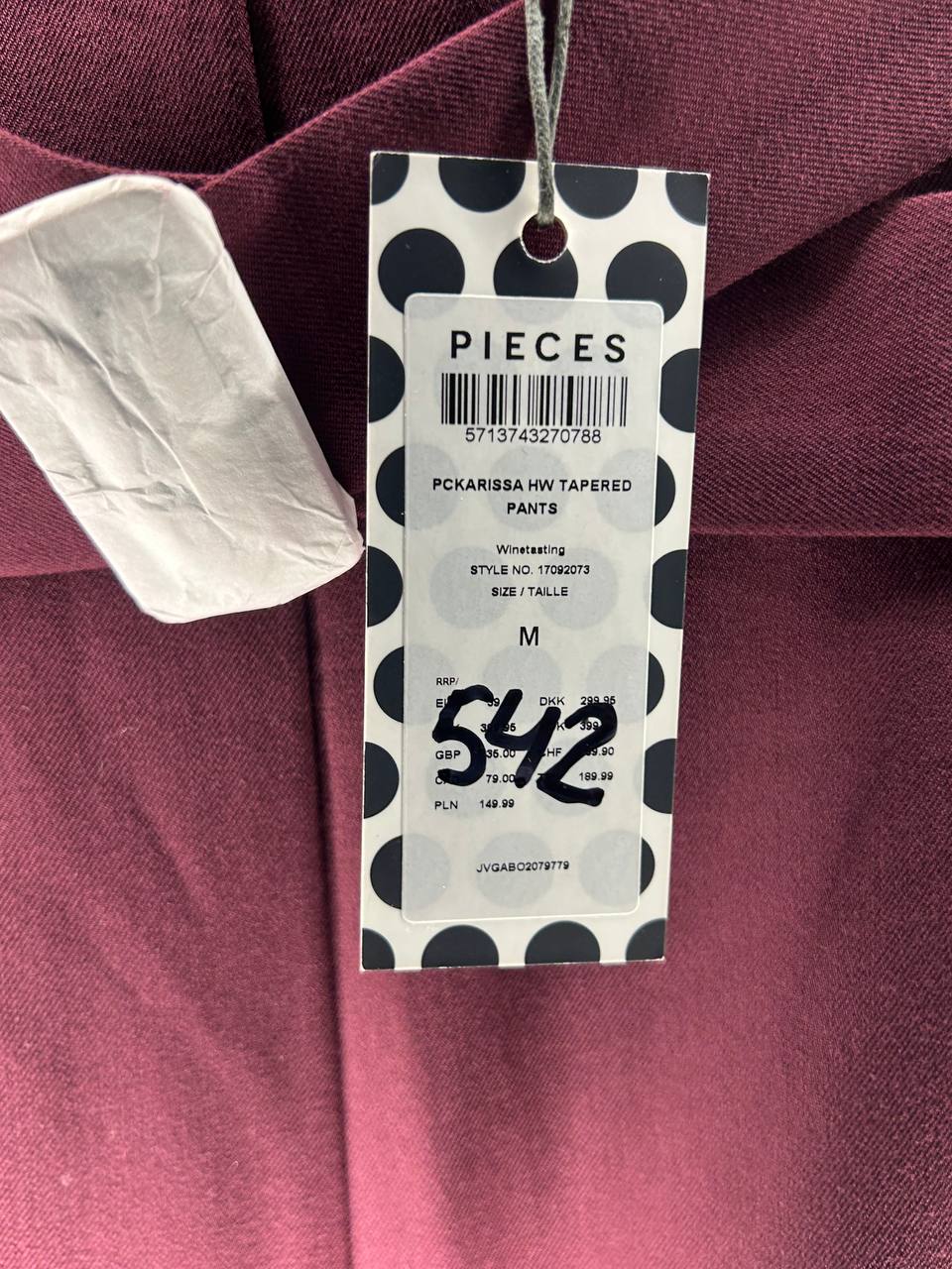 Broeken – Pieces – Maat M – Bordeaux