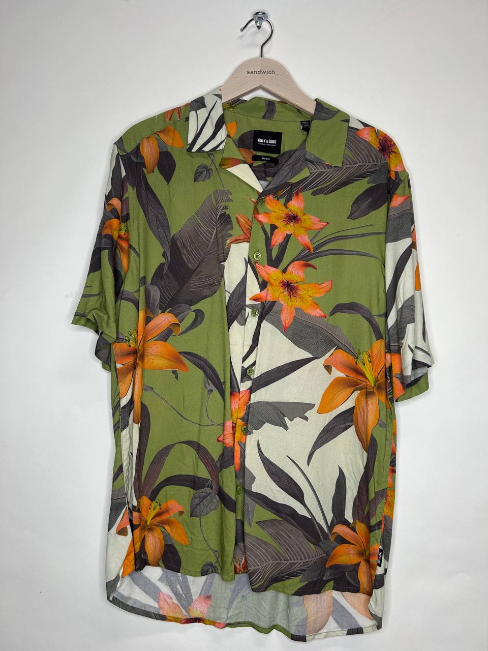 Only And Sons Shirt Met Driekwartmouw Groen L